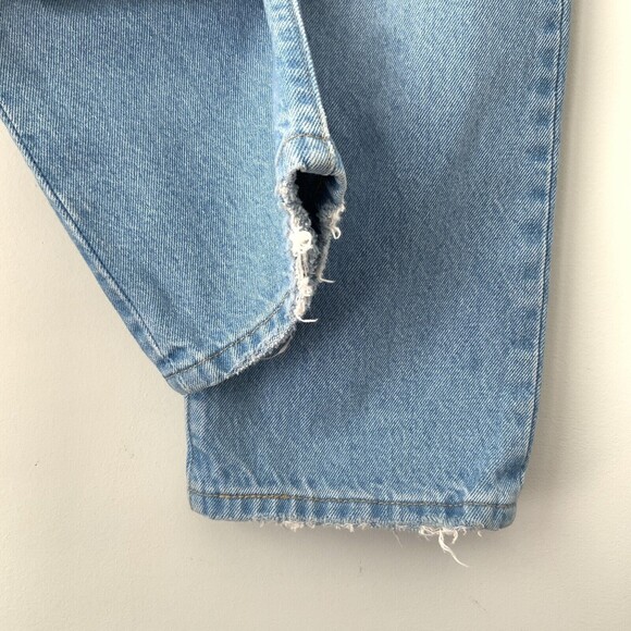 Levi’s Premium 501 Straight Leg Crop Button Fly Distressed Jeans Blue 31 - Picture 11 of 13